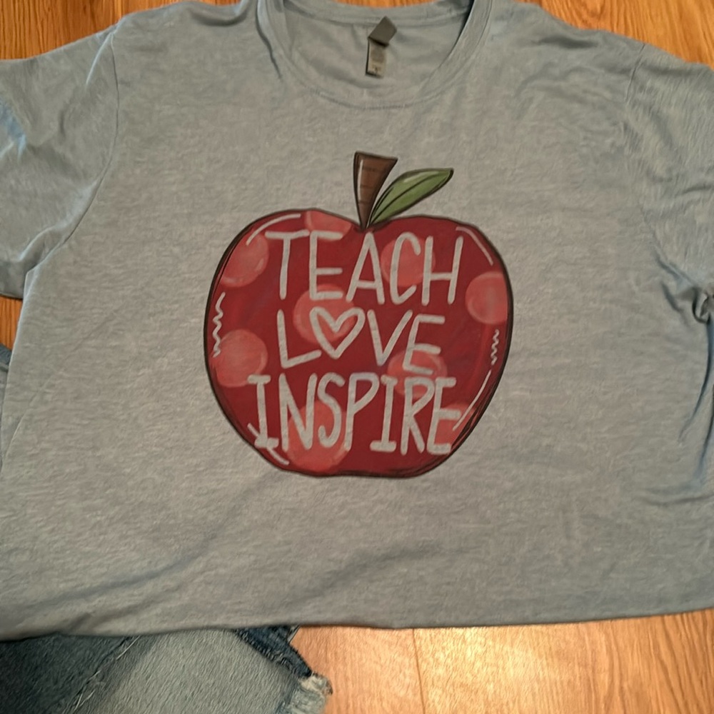 XL soft blue comfy tee- Teach Love Inspire